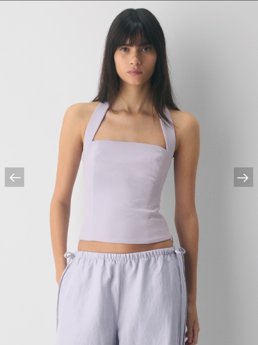aritzia whisper halter top in wildflower lilac
